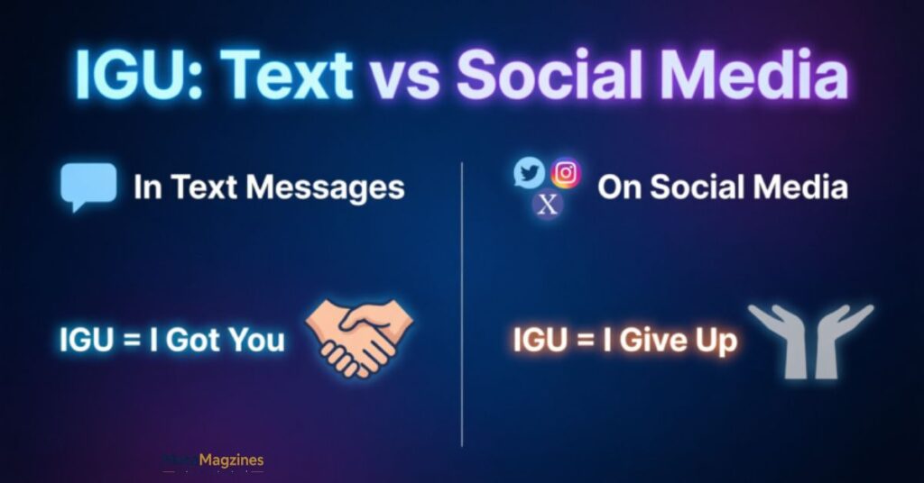 IGU meaning in text vs. social media